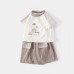 Children's Short Sleeve Cartoon Print Two-Piece Set