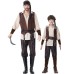 Caribbean Pirates Costume Set for Men and Children, Parent-Child Matching Outfits for Halloween Party and Costume Ball