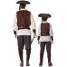 Caribbean Pirates Costume Set for Men and Children, Parent-Child Matching Outfits for Halloween Party and Costume Ball