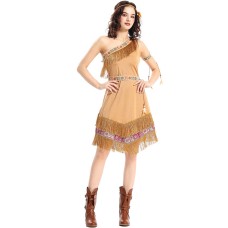 Halloween Costume Adult Women's Native Indigenous Outfit Wild Forest Hunter Performance Costume Halloween Costume Adult Women's Native Indigenous Outfit Wild Forest Hunter Performance Costume