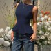 Sleeveless Fitted Top for Women with Ruffle Hem, Backless Bow Tie, Office Casual Versatile Style