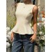 Sleeveless Fitted Top for Women with Ruffle Hem, Backless Bow Tie, Office Casual Versatile Style