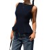 Sleeveless Fitted Top for Women with Ruffle Hem, Backless Bow Tie, Office Casual Versatile Style