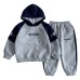 Color blocked fake two-piece top baby girl hooded two-piece set