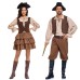 Halloween Vintage Caribbean Pirate Jack Sparrow Cosplay Costume Couple Stage Performance Outfit Set