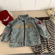 Collar denim outfit versatile for boys and girls