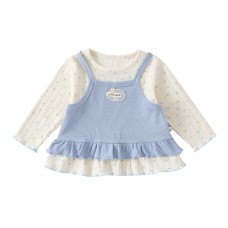 floral knit set for baby girls, two-piece outfit with stylish halter top and bottom