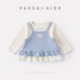 floral knit set for baby girls, two-piece outfit with stylish halter top and bottom