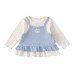 floral knit set for baby girls, two-piece outfit with stylish halter top and bottom