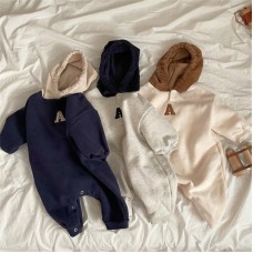 Embroidered baby plush long crawling clothes for infants and young children