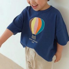 Cute hot air balloon print cotton short sleeves for boys and girls