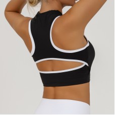 Fashionable Zippered Yoga Crop Top for WomenShock-absorbing, Strappy Back Design, Workout Fitness Tank Top