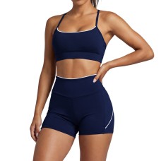 Cross-border Bare-Feel Yoga Set Y-Shape Tight Color-Blocking Casual Sport Set Outdoor Running Fitness Yoga Wear for Women