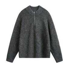 Half zip stand up collar loose top Half zip stand up collar loose top