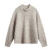 Half zip stand up collar loose top