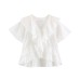 French V-neck ruffled slim fit top