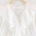 French V-neck ruffled slim fit top