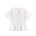 French V-neck ruffled slim fit top