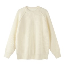 Stitched Pocket Decorated Round Neck Loose Drop Shoulder Knitwear