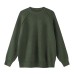 Stitched Pocket Decorated Round Neck Loose Drop Shoulder Knitwear