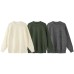 Stitched Pocket Decorated Round Neck Loose Drop Shoulder Knitwear
