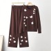 Chic Knitwear Set for Women, Casual Butterfly Embroidery Two-Piece Outfit, Lazy Style, Slim Fit Chic Knitwear Set for Women, Casual Butterfly Embroidery Two-Piece Outfit, Lazy Style, Slim Fit