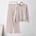 Chain Rhinestone Butterfly Decoration Round Neck Long Sleeve Wide Leg Knit Two-Piece Set for Women