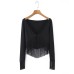Vacation style high elasticity V-neck tassel top