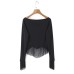 Vacation style high elasticity V-neck tassel top
