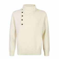 Turn-Down Collar Double-Layered High Neck Long Sleeve Knitwear for Men