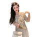 Heavy Embroidery Hollow Knit Beaded Mid-Sleeve Apricot Knit Top for Women, Loose Fit, Slimming, Elegant Casual Top