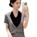Strapless Faux Two-Piece Short Sleeve Knit Top for Women, Summer New Trendy Slimming and Flattering Unique Upper Wear
