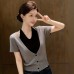 Strapless Faux Two-Piece Short Sleeve Knit Top for Women, Summer New Trendy Slimming and Flattering Unique Upper Wear