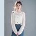 Summer round neck loose hollow top women's short base top fashionable knit top thin sequin