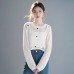 Summer round neck loose hollow top women's short base top fashionable knit top thin sequin