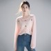 Summer round neck loose hollow top women's short base top fashionable knit top thin sequin