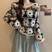 Fashionable Knitted Long Sleeve Top for Women, Spring Summer, Crochet Lace-Up Cover-Up, Slimming Outfit for Plus Size