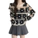 Fashionable Knitted Long Sleeve Top for Women, Spring Summer, Crochet Lace-Up Cover-Up, Slimming Outfit for Plus Size