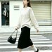 Round neck woven Fried Dough Twists versatile contrast simple knitwear