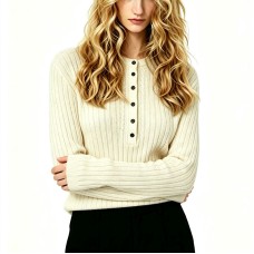 Round neck striped versatile contrasting simple knit top