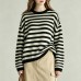 Round neck striped versatile contrasting simple knit top