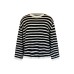 Round neck striped versatile contrasting simple knit top