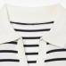 Slim fit POLO collar striped short sleeved top