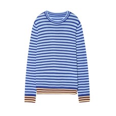 Round neck striped long sleeved knitted top