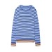 Round neck striped long sleeved knitted top