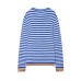 Round neck striped long sleeved knitted top