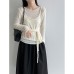 Wool Layered Tie-Front Long Sleeve Two-Piece Set for Women, Knit Top with Design Sense Wool Layered Tie-Front Long Sleeve Two-Piece Set for Women, Knit Top with Design Sense