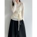 Wool Layered Tie-Front Long Sleeve Two-Piece Set for Women, Knit Top with Design Sense Wool Layered Tie-Front Long Sleeve Two-Piece Set for Women, Knit Top with Design Sense