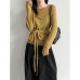 Wool Layered Tie-Front Long Sleeve Two-Piece Set for Women, Knit Top with Design Sense Wool Layered Tie-Front Long Sleeve Two-Piece Set for Women, Knit Top with Design Sense