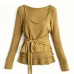 Wool Layered Tie-Front Long Sleeve Two-Piece Set for Women, Knit Top with Design Sense Wool Layered Tie-Front Long Sleeve Two-Piece Set for Women, Knit Top with Design Sense